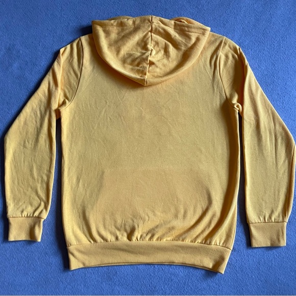 Peanuts Snoopy Hoodie Sweatshirt Yellow Small Cotton Blend Pullover - Picture 7 of 7